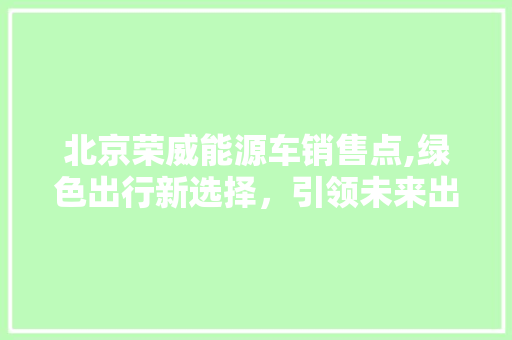 北京荣威能源车销售点,绿色出行新选择，引领未来出行潮流