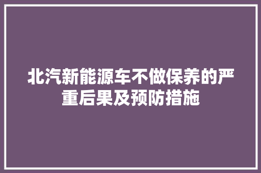 北汽新能源车不做保养的严重后果及预防措施