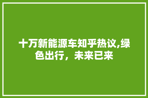 十万新能源车知乎热议,绿色出行，未来已来