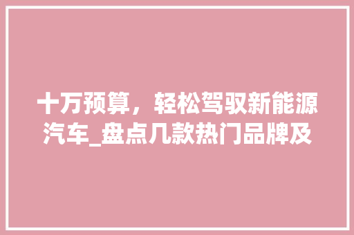 十万预算，轻松驾驭新能源汽车_盘点几款热门品牌及车型