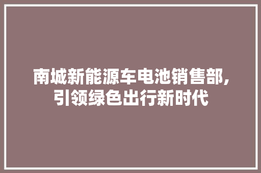 南城新能源车电池销售部,引领绿色出行新时代