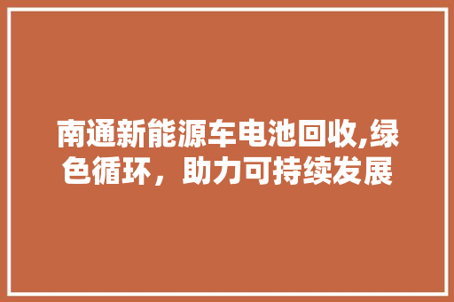 南通新能源车电池回收,绿色循环，助力可持续发展