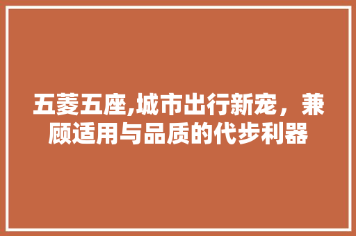 五菱五座,城市出行新宠，兼顾适用与品质的代步利器