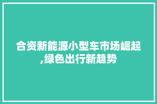 合资新能源小型车市场崛起,绿色出行新趋势