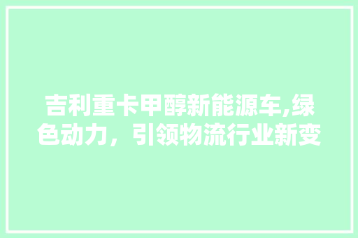 吉利重卡甲醇新能源车,绿色动力，引领物流行业新变革