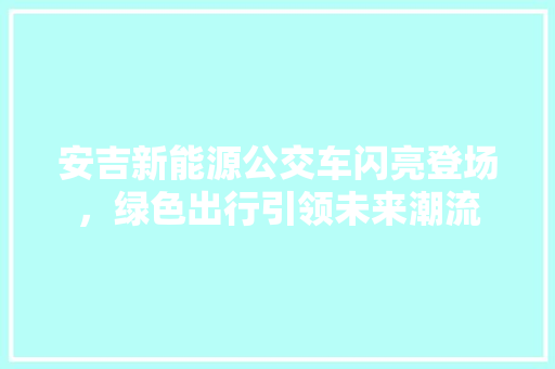 安吉新能源公交车闪亮登场，绿色出行引领未来潮流