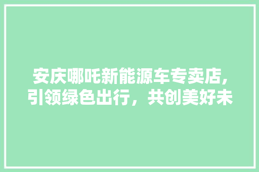 安庆哪吒新能源车专卖店,引领绿色出行，共创美好未来