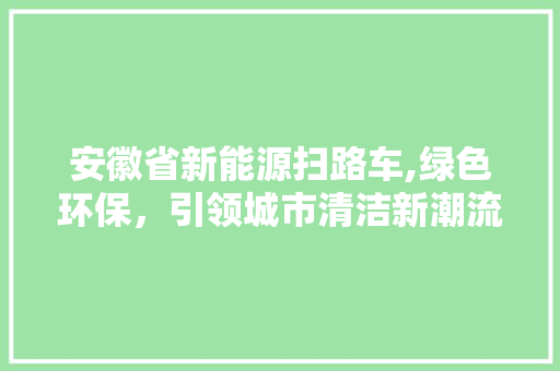 安徽省新能源扫路车,绿色环保，引领城市清洁新潮流