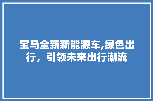 宝马全新新能源车,绿色出行，引领未来出行潮流