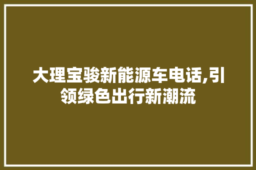 大理宝骏新能源车电话,引领绿色出行新潮流