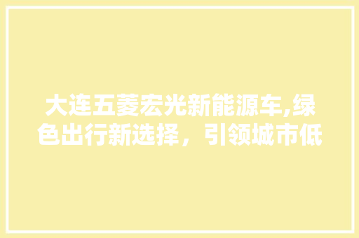 大连五菱宏光新能源车,绿色出行新选择，引领城市低碳生活新潮流