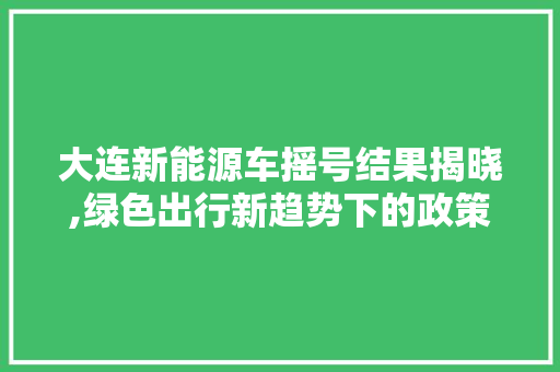 大连新能源车摇号结果揭晓,绿色出行新趋势下的政策助力 新车资讯