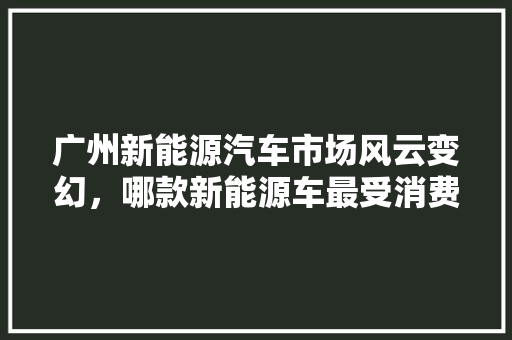 广州新能源汽车市场风云变幻，哪款新能源车最受消费者青睐