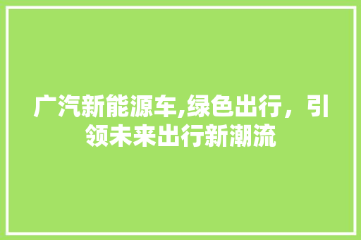 广汽新能源车,绿色出行，引领未来出行新潮流