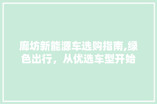 廊坊新能源车选购指南,绿色出行，从优选车型开始