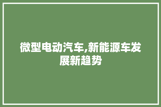 微型电动汽车,新能源车发展新趋势 自动驾驶