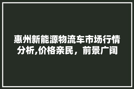 惠州新能源物流车市场行情分析,价格亲民，前景广阔