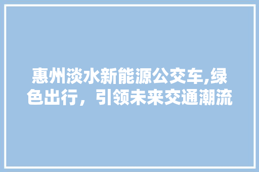 惠州淡水新能源公交车,绿色出行，引领未来交通潮流