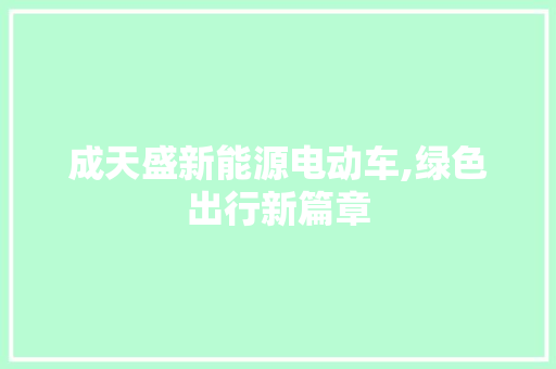 成天盛新能源电动车,绿色出行新篇章