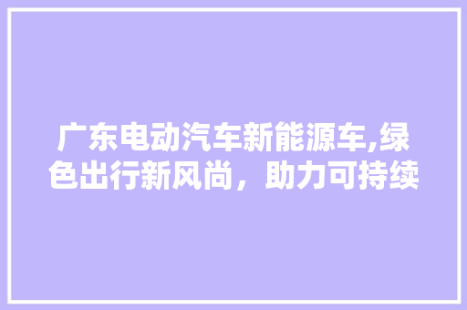 广东电动汽车新能源车,绿色出行新风尚，助力可持续发展