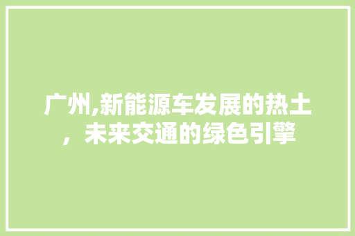 广州,新能源车发展的热土，未来交通的绿色引擎