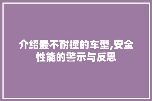 介绍最不耐撞的车型,安全性能的警示与反思