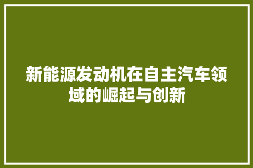 新能源发动机在自主汽车领域的崛起与创新