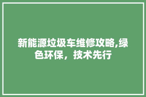 新能源垃圾车维修攻略,绿色环保，技术先行
