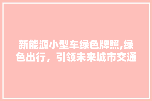 新能源小型车绿色牌照,绿色出行，引领未来城市交通发展