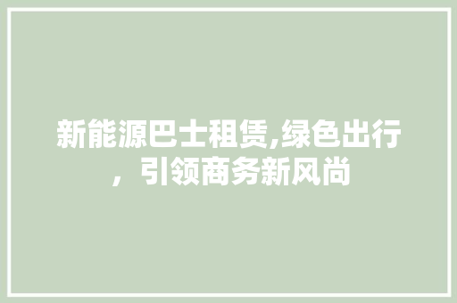 新能源巴士租赁,绿色出行，引领商务新风尚