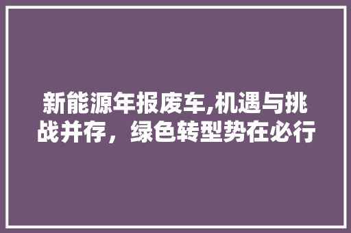 新能源年报废车,机遇与挑战并存，绿色转型势在必行