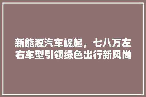 新能源汽车崛起，七八万左右车型引领绿色出行新风尚