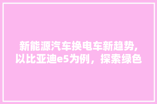新能源汽车换电车新趋势,以比亚迪e5为例，探索绿色出行未来 车载导航