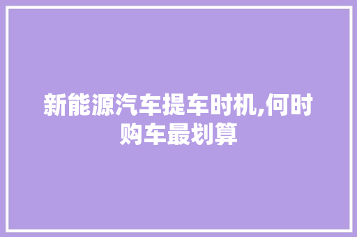 新能源汽车提车时机,何时购车最划算