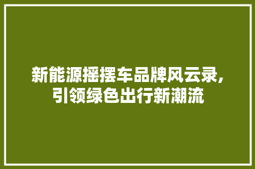 新能源摇摆车品牌风云录,引领绿色出行新潮流