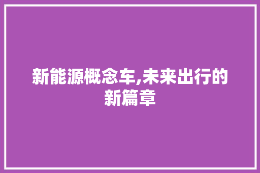 新能源概念车,未来出行的新篇章