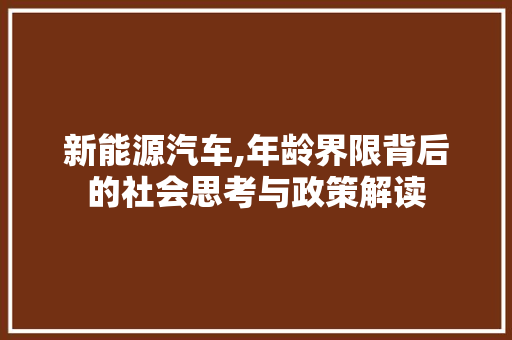 新能源汽车,年龄界限背后的社会思考与政策解读 混合动力车