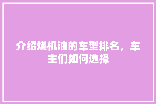 介绍烧机油的车型排名，车主们如何选择