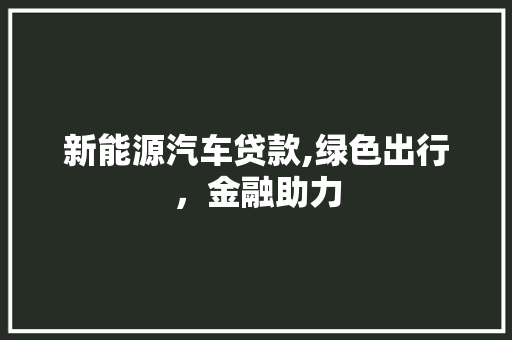 新能源汽车贷款,绿色出行，金融助力 新能源汽车