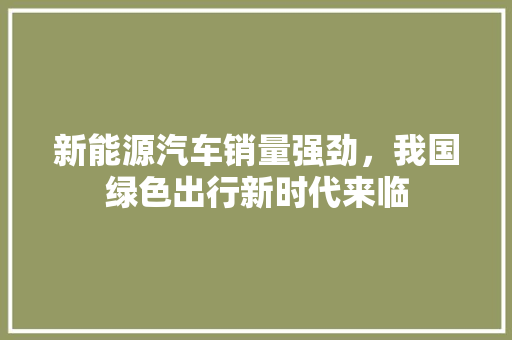 新能源汽车销量强劲，我国绿色出行新时代来临