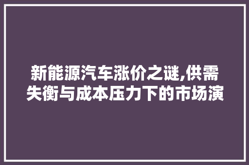 新能源汽车涨价之谜,供需失衡与成本压力下的市场演变