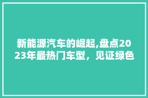 新能源汽车的崛起,盘点2023年最热门车型，见证绿色出行新潮流 汽车配件