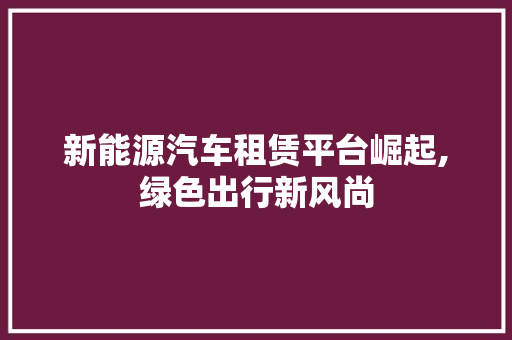 新能源汽车租赁平台崛起,绿色出行新风尚 车联网技术