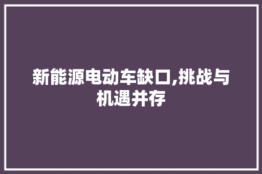 新能源电动车缺口,挑战与机遇并存 自动驾驶