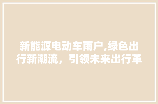 新能源电动车雨户,绿色出行新潮流，引领未来出行革命