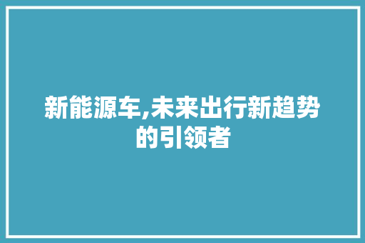 新能源车,未来出行新趋势的引领者