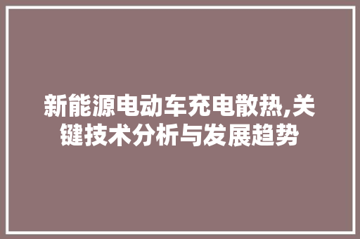新能源电动车充电散热,关键技术分析与发展趋势