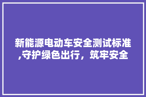 新能源电动车安全测试标准,守护绿色出行，筑牢安全防线 汽车配件