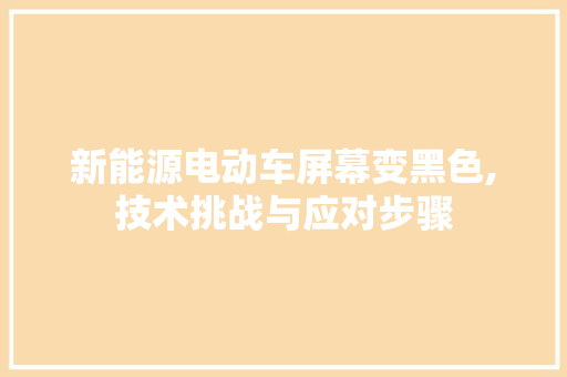 新能源电动车屏幕变黑色,技术挑战与应对步骤