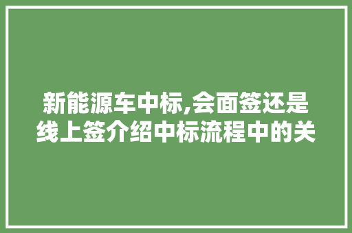 新能源车中标,会面签还是线上签介绍中标流程中的关键环节